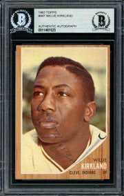 Willie Kirkland Autographed 1962 Topps Card #447 Cleveland Indians Beckett BAS #11481523