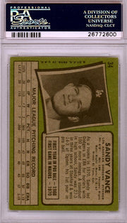 Sandy Vance Autographed 1971 Topps Card #34 Los Angeles Dodgers "To Alex" PSA/DNA #26772600
