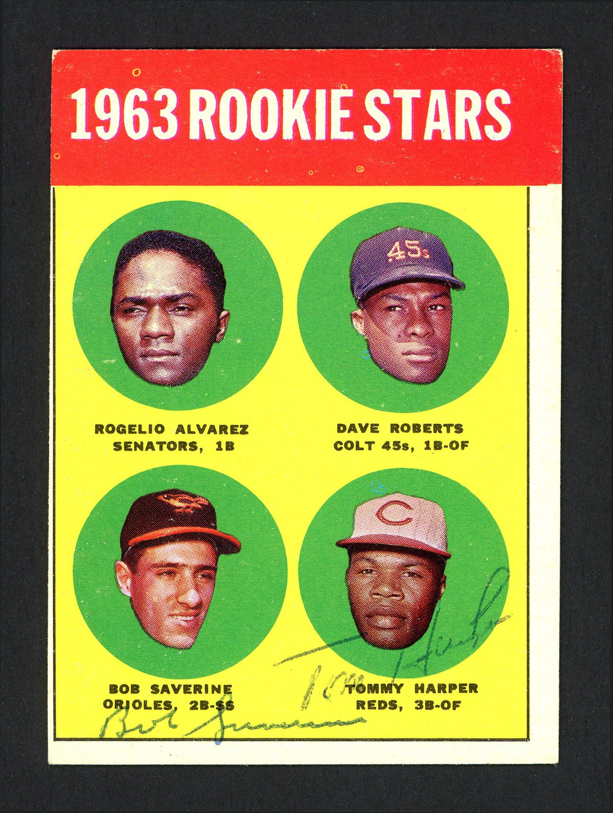 Tommy Harper & Bob Saverine Autographed 1963 Topps Card #158 SKU #161897