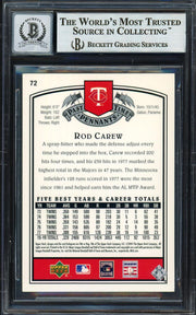 Rod Carew Autographed 2005 Upper Deck Past Time Pennants Card #72 Minnesota Twins Auto Grade Gem Mint 10 Beckett BAS Stock #192745