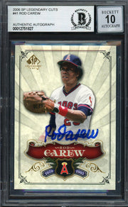 Rod Carew Autographed 2006 SP Legendary Cuts Card #41 California Angels Auto Grade Gem Mint 10 Beckett BAS Stock #192754