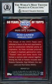 Rod Carew Autographed 2011 Topps 60 Years of Topps Card #60YOT-21 Minnesota Twins Auto Grade Gem Mint 10 Beckett BAS Stock #192764