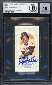Rod Carew Autographed 2013 Topps Allen & Ginter Mini Card #167 California Angels Auto Grade Gem Mint 10 Beckett BAS #12751913
