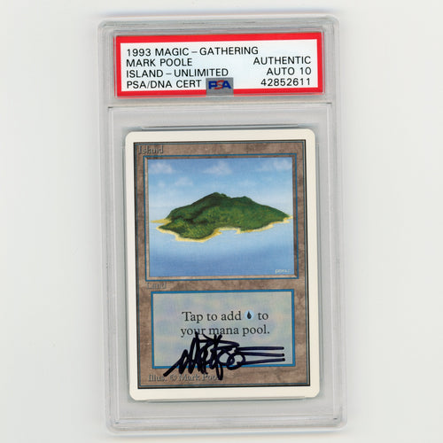 Magic The Gathering 1993 Unlimited Island Mark Poole Auto 10 PSA Authentic Trading Card